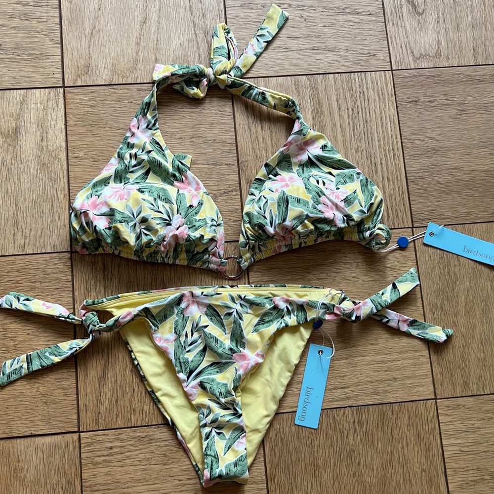 Birdsong Ring Front Triangle Halter Bikini